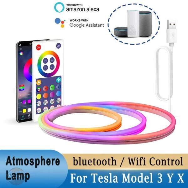 並行輸入品 USB LEDネオンストリップライト ライト テスラ タイプ RGB BLUETOOTH...