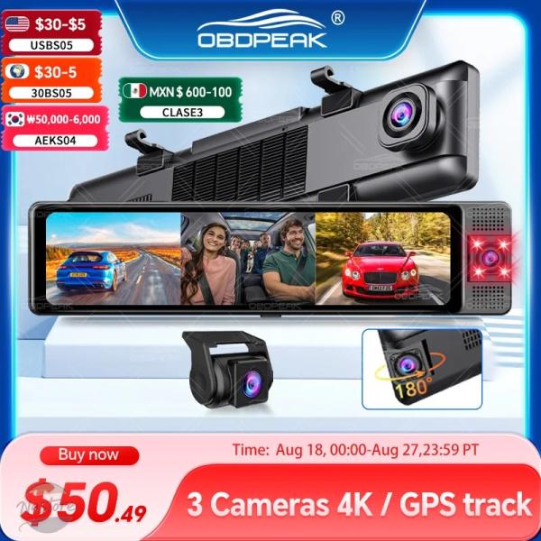 並行輸入品 OBDPEAK 3 カメラ ダッシュカム 4K 車DVR フロント インサイド リア 1...
