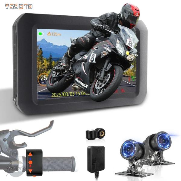 並行輸入品 VSYSTO 4.0インチ バイク ダッシュカム DVR F3T フロント+リア HD ...