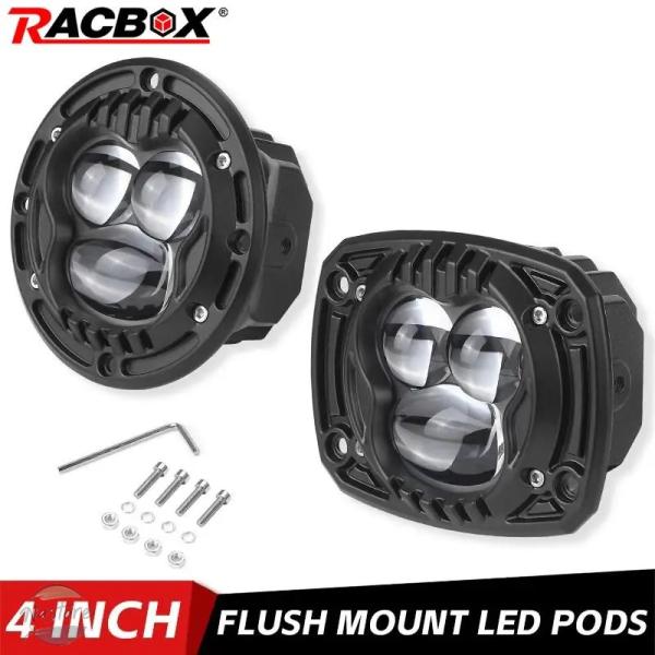 並行輸入品 12V 24V LED バンパー 4インチ ヘッドライト フラッシュ マウント ワークラ...
