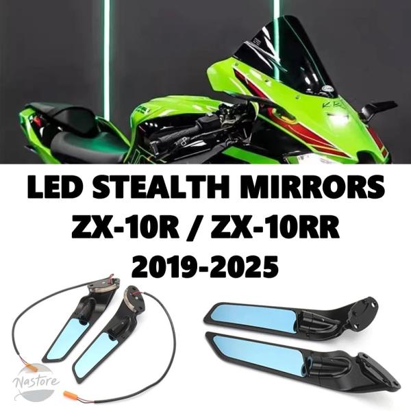 並行輸入品 カワサキ バイク ミラー ZX 10 RR LEDライト ステルス ウィングレット 10...