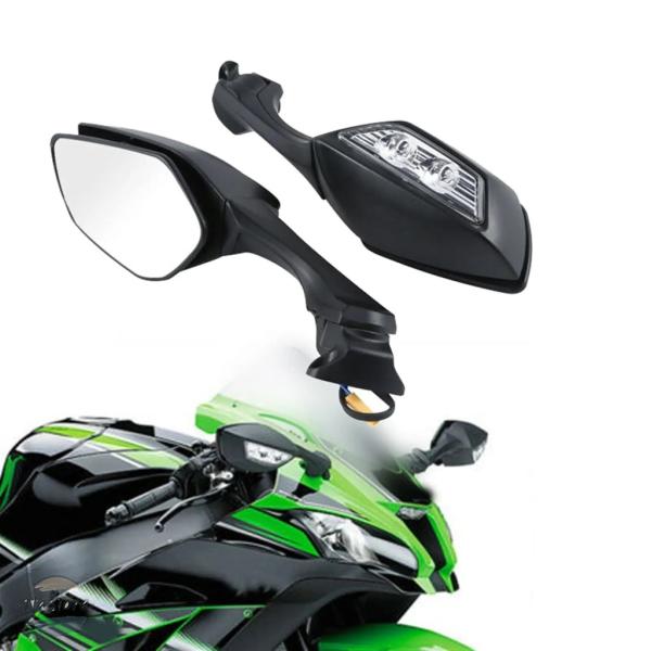 並行輸入品 H2 バイク ミラー LEDバック LEDウィンカーライト サイド ニンジャ 2011 ...