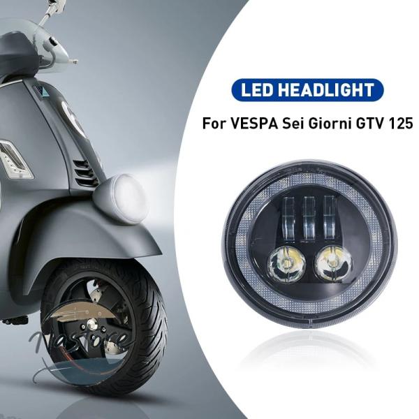 並行輸入品 バイク ヘッド ヘッドライト ハイ ロービーム フルハローリング ライト ベスパ gtv...