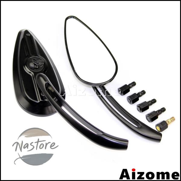 並行輸入品 バイク ミラー カスタム スカルバックハーレー ダイナソフテイルスポーツスターティアドロ...