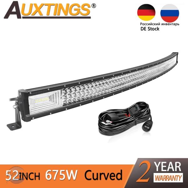 並行輸入品 auxtings-湾曲したledライトバー 52インチ トリプル 明 7d 675w オ...