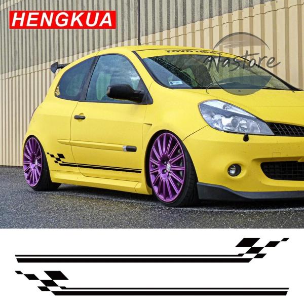 並行輸入品 カスタムパーツ 2枚セット サイドドアスカート レーシングスタイル カーステッカー ルノ...