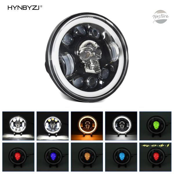 並行輸入品 バイク フロント ヘッド HYNBYZJ 240W 5.75インチ エンジェルアイ カス...