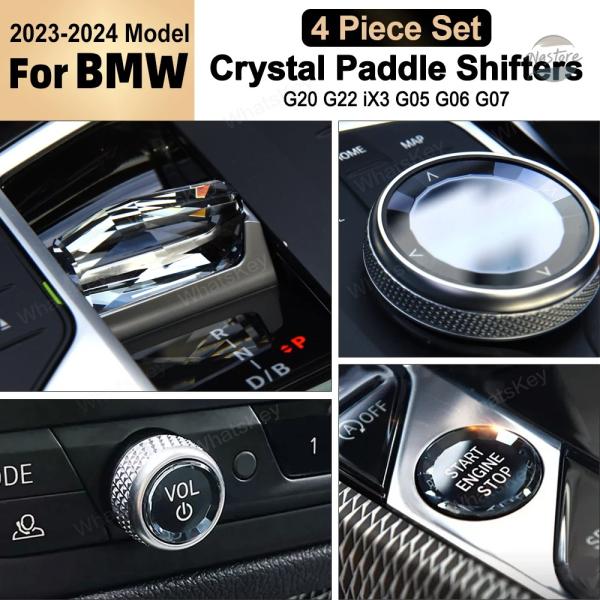 並行輸入品 4 個セットクリスタルギアパドルシフターノブメタルベース BMW G20 G21 G22...