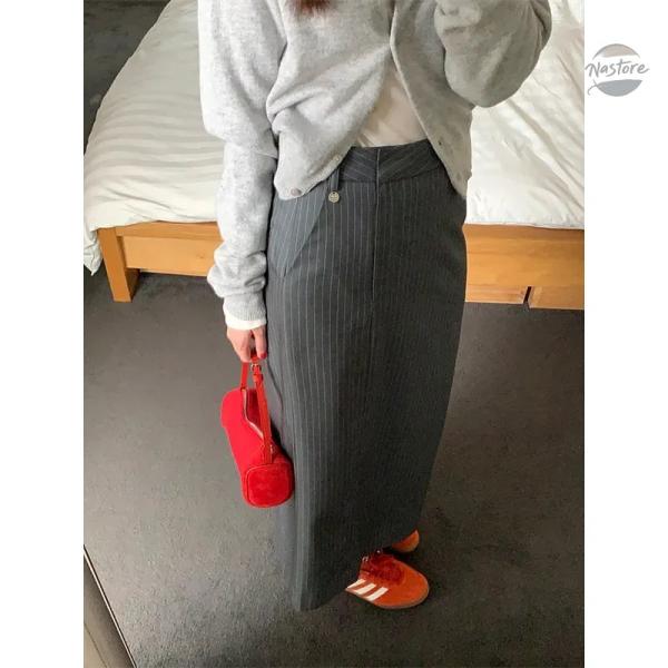 並行輸入品 シック韓国風ストライプ柄スカート ハーフ丈 スタイル レディース カスタムパーツ 部品 ...
