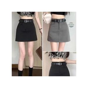 並行輸入品 グレーハーフスカート レディース 秋 ハイウエスト ショート aスカート カスタムパーツ...