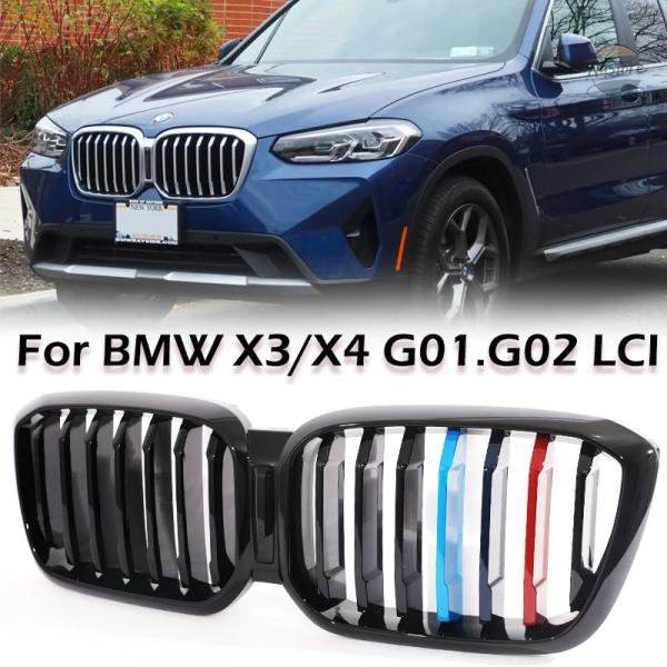 並行輸入品 フロントバンパー キドニー ダブル シングル スラット M カラーグリル BMW X3 ...