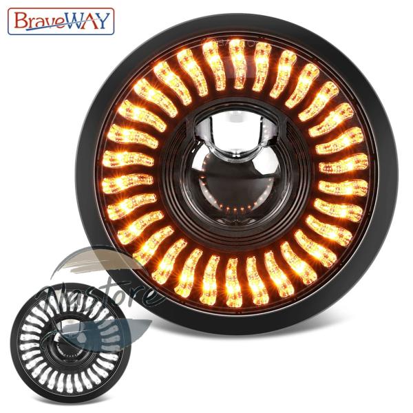 並行輸入品 バイク ヘッドライト ヘッド ライト braveway 5.75インチ ラウンドledラ...