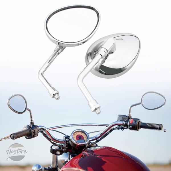 並行輸入品 バイク クロームe handlebar mount side mirror rearvi...