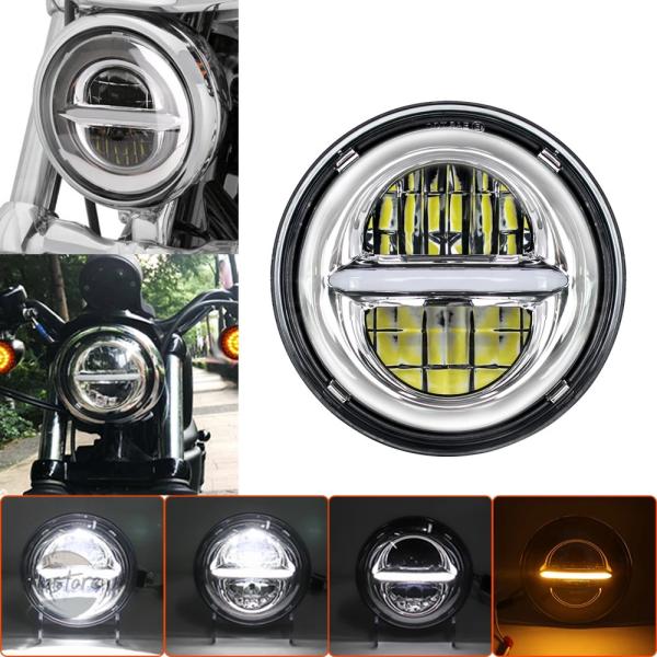 並行輸入品 バイク headlights led 5.75 inch black halo ange...