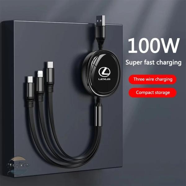 並行輸入品 100 ワット車内充電データケーブルスケーラブル 3 で 1 電話チャージャーレクサス ...