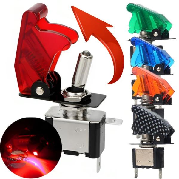 並行輸入品 カバー ledトグルスイッチ オン/オフ 12v 青色点灯 航空機安全 高耐久 20a ...
