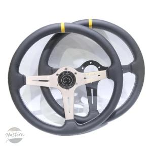 並行輸入品 ステアリング ホイール 15インチ 360mm レーシングフラット オート 汎 レザー カスタムパーツ 部品 アクセサリー