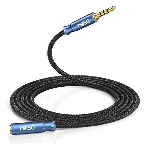 MillSO ヘッドホン イヤホン 延長コード 2.4m ナイロン編み 4極 延長 TRRS オスメ...