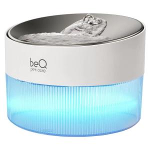 beQ 猫 水飲み器 自動給水器 ステンレス受け皿 2.5L大容量 BPAフリー LEDライト付き 静音ポンプ 猫用／小型・中型犬用 日本語説明