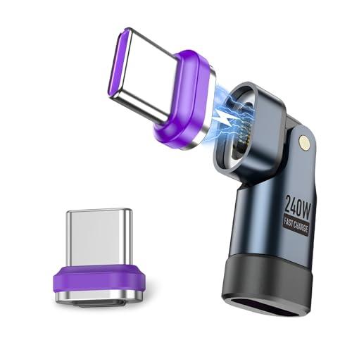 ポクミル マグネット USB-C 変換アダプタ240W対応Ｌ字型 180°回転 Type-C 変換ア...