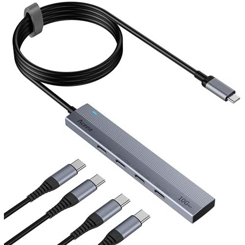 Aceele USB Cハブ10Gbps 4ポート拡張 USB 3.2 Gen 2 ハブ60cmケー...