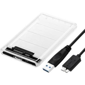 透明な 2.5インチ HDDケース USB 3.0接続 SATA対応 HDD/SSD 外付け ドライブ ケース USB 3.0 ケーブル付き ネ