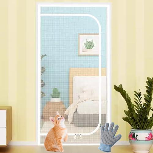 Puhang 猫網 犬ドア 網戸 高さ200cm ペットゲート 犬 猫 通気 軽量 メッシュ 貼るタ...