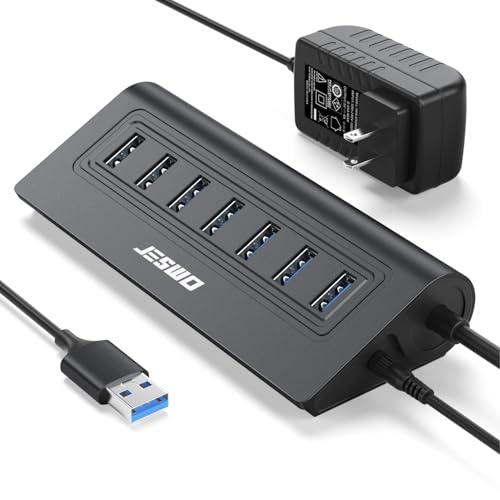 USB ハブ JESWO USB3.0 Hub 7ポート増設，アルミニウム合金 5V/4A ACアダ...
