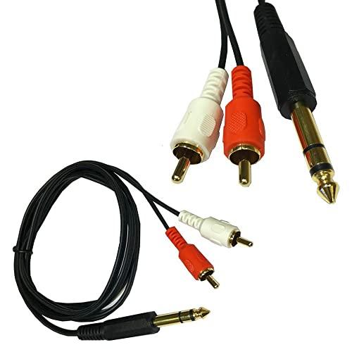 AKNPMHT オーディオ変換ケーブル 6.35MM モノラル標準プラグ オス to 2*RCAステ...