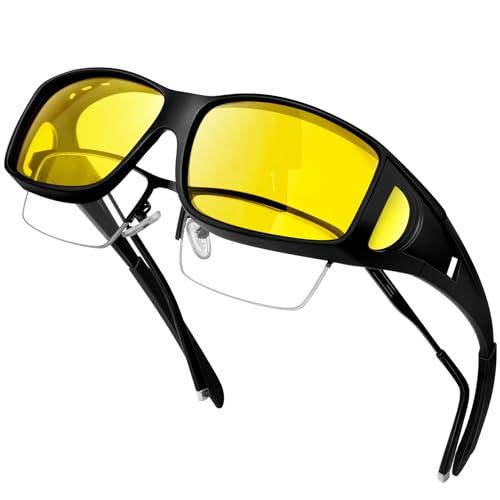 [KANASTAL] オーバーサングラス 眼鏡の上から 夜間 運転用サングラス 夜間用オーバーグラス...