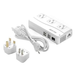 ベステック 海外旅行用変圧器 海外 コンセント 変圧器 90V-240V to 100V 変換 ACコンセント 3口 + USB 4ポート 変換