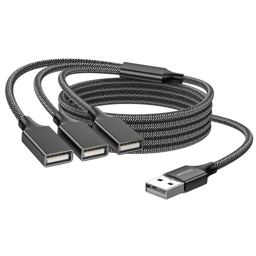 MOGOOD USB分岐器ケーブル USB電源分岐器1オス3メスUSB 2.0アダプタ1-3 USB...