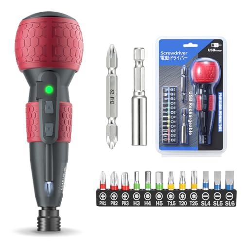 Yacooda 電動ドライバー 小型 強力 新登場 電動4N.m 手動10N.m USB-C充電式 ...