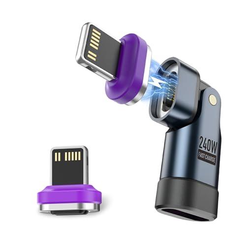 ポクミル マグネット USB-C 変換アダプタ240W対応Ｌ字型 180°回転 Type-C 変換ア...