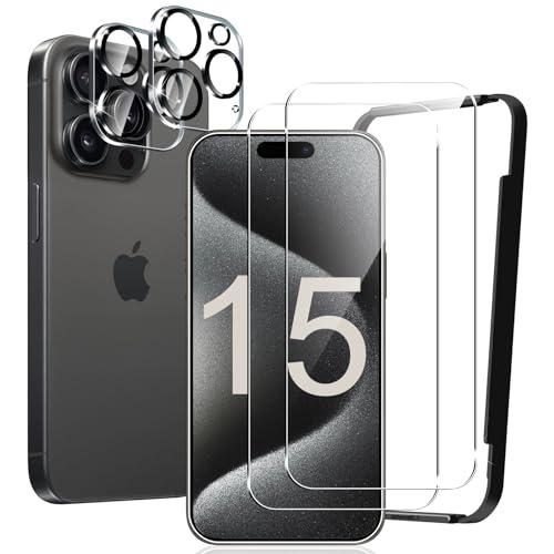 iPhone 15 Pro ガラスフィルム(2枚/透明)＋iPhone 15 Pro カメラフィルム...