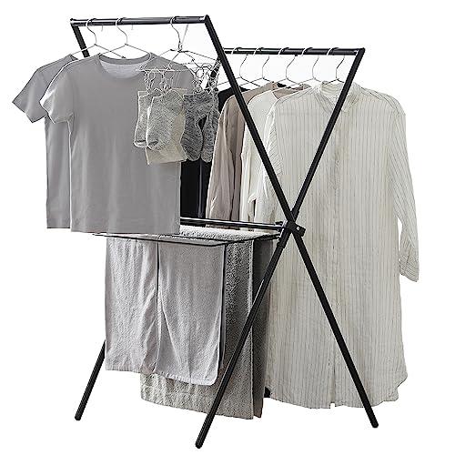 アイリスオーヤマ 物干し 布団も干せる簡単組立コンパクトデザイン洗濯物干し STMX-770 ブラッ...