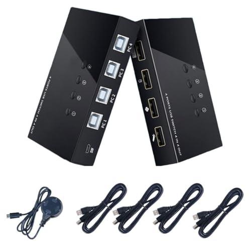USB2.0切替器 4入力4出力 USB切替器+ハブ 4台用 アップルMAC対応 キーボード マウス...