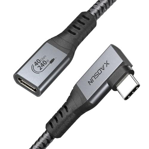XAOSUN USB4 延長ケーブル Thunderbolt 4 延長対応 0.5M L字型 USB...