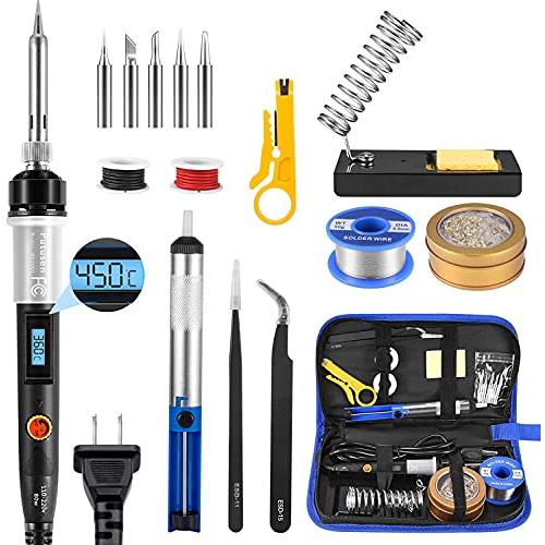 Putusen はんだごて セット 80W 温度調節可 LEDデジタル（200℃-450℃）オン/オ...