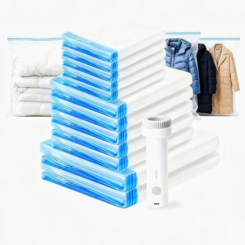 Wuzzon 布団圧縮袋 コードレス電動ポンプ付き 12枚組/家庭用80×100cm 2枚/ 50×...