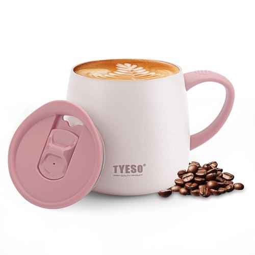 TYESO マグカップ 蓋付き 355ml セラミックコーティング 真空断熱 ステンレス製 保温 保...