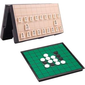 AQvrtxn 将棋盤セット リバーシ 将棋 磁石 ボードゲーム旅行 初心者向け マグネット式 折りたたみ収納付きチェッカーボード コンパクト