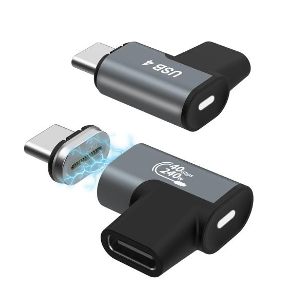 TiMOVO Type-C 変換アダプタ USB-Cマグネット式 2個セット L字型 USB4.0 ...