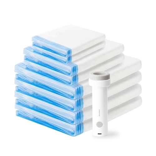 Yurion 圧縮袋セット 電動ポンプ付き 8枚組/家庭用80×100cm 4枚/ 50×70cm ...