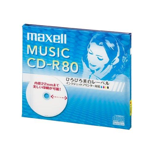 maxell 音楽用 CD-R 80分 インクジェットプリンタ対応ホワイト(ワイド印刷) 1枚 5m...