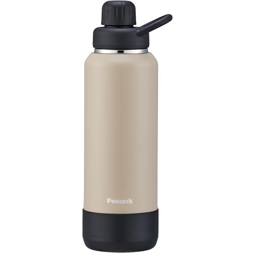 炭酸も持ち運べるボトルピーコック魔法瓶 水筒 炭酸対応 ベージュ 1L 保冷 炭酸 直飲み スポーツ...