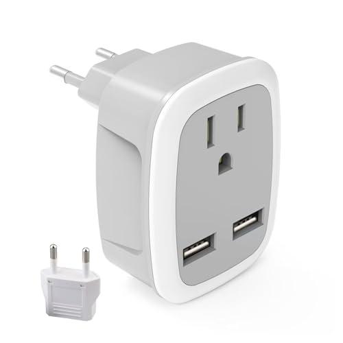 変換プラグ Cタイプ 海外旅行用変換器 コンセント 1個AC差込口 2USBポート付き 電源変換アダ...