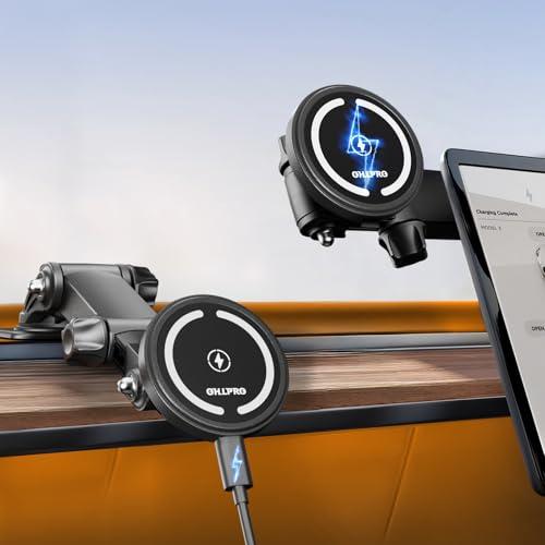 OHLPRO mag-safe充電器 車載 スマホホルダー 15W両面テープ式！貼るだけ！操作簡単 ...