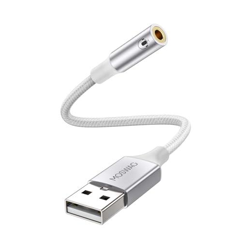 MOSWAG USB オーディオ 変換アダプタ USB to 3.5mm 変換ケーブル TRRS 1...