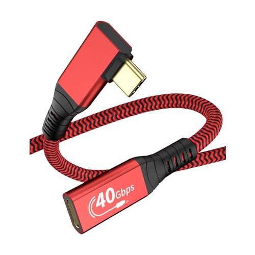 XAOSUN USB4 延長ケーブル Thunderbolt 4 延長対応 0.3M L字型 USB...